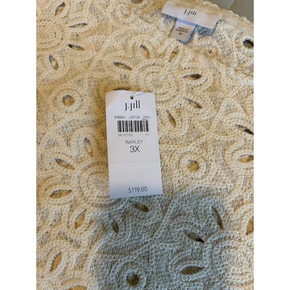 J Jill Womens Full Crochet Lace Tunic Top 3X Ivory 3/4 Sleeve Boho Cotton NWT - Picture 8 of 13